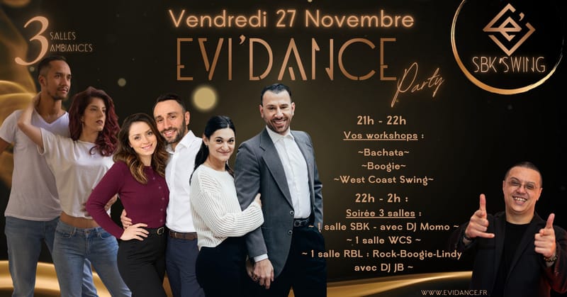 Evi'Dance Party - Workshops + Soirée 3 salles - 27 Novembre