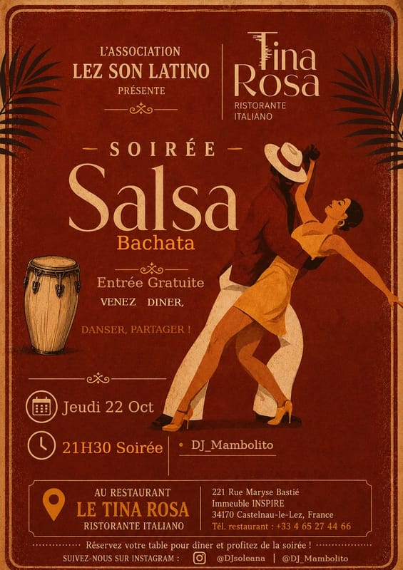 SALSA Y MÁS au Tina Rosa - Castelnau Le Lez
